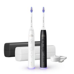Set Periute de dinti electrice Philips Seria 6500 HX7419/01, 3 viteze, 3 moduri periaj, 62.000 miscari/minut, Autonomie 504 ore, Huse de calatorie, Alb/Negru