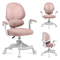 Scaun de birou pentru copii, Mark Adler Junior 4.5, rotativ, roti cu functie de blocare, Ergonomic, Roz