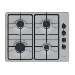 Plita pe gaz Bosch PBP6B5K80, 75 cm, 4 arzatoare, sticla neagra, FlameSelect, gratare din fonta, Gri