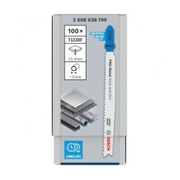 Bosch - PRO Metal thick and thin T123XF - Set panze fierastrau pendular, tija cu un prag de prindere (T), 100 mm, metal, taiere dreapta, fina, 100 bucati