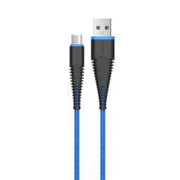 Devia Cablu Fish MicroUSB Blue (1.5m, impletitura nylon, 2.4A)-T.Verde 0.1 lei/buc