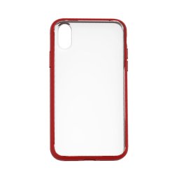 Husa Devia Carcasa Elegant Antishock iPhone XS Max Red (spate dur transparent, margini antishock slim)