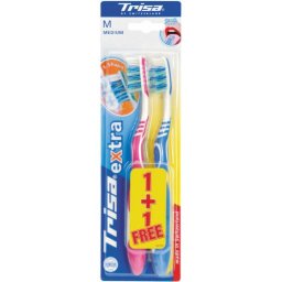 Periute de dinti clasice Periute de dinti Trisa Extra Duo Medium, 1 +1 GRATIS