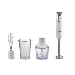 ZHB 07, 600 W, 2 trepte de viteza, lama din otel inoxidabil, alb, tocator plastic 0.3 litri + vas gradat 0.6 litri + tel