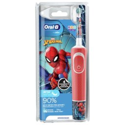 Periuta de dinti electrica Spiderman pentru copii, Curatare 2D, 2 programe, 1 capat, 4 stickere incluse, Rosu