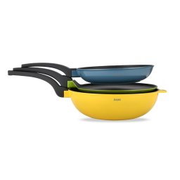 Tigai si seturi Set 3 tigai antiaderente din aluminiu turnat sub presiune Bochum ZG-ACS 03, design cu maner stivuibil, Multicolor