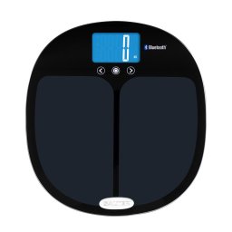 Cantar Cântar corporal smart 200 kg, Analiză corporală completă (17 parametri), Bluetooth + aplicație, 8 utilizatori, Display LCD iluminat, Sticlă securizată, Negru