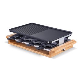 Gratar electric RARG2200WO,Negru/Bambus,1200 W,Plită de gătit cu înveliș antiaderent