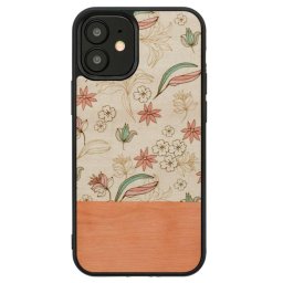 Husa MAN&WOOD case for iPhone 12 mini pink flower black