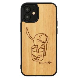 Husa MAN&WOOD case for iPhone 12 mini cat with red fish
