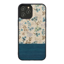 Husa MAN&WOOD case for iPhone 12/12 Pro blue flower black