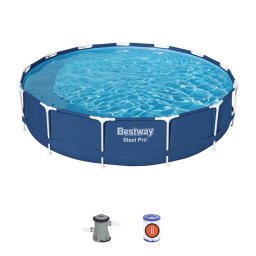 Set piscină Steel Pro™ Frame cu pompă de filtru Ø 396 x 84 cm, albastru, rotund