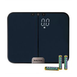 Cantar Cântar corporal digital 180 kg, Analiză corporală completă (BMI, grăsime, apă, masă musculară), 10 utilizatori, Display LED ascuns, Sticlă securizată, Pornire/Oprire automată, Negru