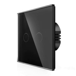 Spring Two Gang, One Way Touch Switch, Glass Black
