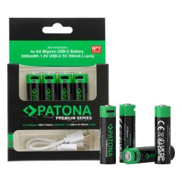 Baterii reîncărcabile Patona Premium x4 AA cu USB-C 2000mAh
