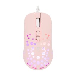 Mouse TRISTAN-2 GM-9004 – Mouse gaming cu fir USB, optic 7200 DPI, 7 butoane + scroll, iluminare RGB, roz