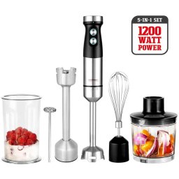 Blender de Mana, 40972 Design Power Hand Blender 5in1, 1200 W, 0.8 L, Inox/Negru
