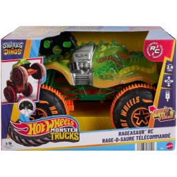 Hot Wheels - Masina Teleghidata Monster Truck R/C Rageasaur 1:15, controlata prin telecomanda, multicolor, 4 ani+