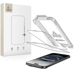 Sticlă securizată Tech-Protect Quick Set+ pentru iPhone Air, pachet 2 bucăți, aplicare rapidă, neagră