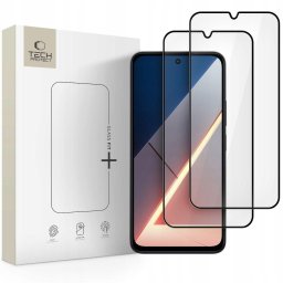 Sticlă securizată Tech-Protect Glass Fit+ pentru Xiaomi Poco M7, pachet 2 bucăți, rezistență 9H, neagră