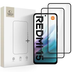Sticlă securizată Tech-Protect Glass Fit+ pentru Xiaomi Redmi 15 4G / 5G, pachet 2 bucăți, rezistență 9H, neagră