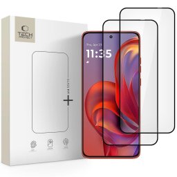 Sticlă securizată Tech-Protect Glass Fit+ pentru Motorola Edge 50 Neo / 60 Neo, pachet 2 bucăți, rezistență 9H, neagră