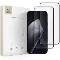 Sticlă securizată Tech-Protect Glass Fit+ pentru Xiaomi 15T / 15T Pro, pachet 2 bucăți, rezistență 9H, neagră