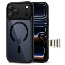 Husa Husă Tech-Protect Magpeak MagSafe CC pentru iPhone 17 Pro Max, spate transparent, compatibilă MagSafe, negru/transparent