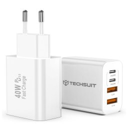 Incarcator de retea 2 x USB, 2 x Type-C Dual Travel Charger, 40W - PowerXQuad (CH4) - White