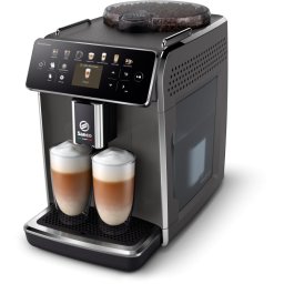 Espressor automat Saeco GranAroma SM6580/10, sistem de lapte Latte Duo, 14 bauturi, 15 bar, ecran TFT color, 4 profiluri utilizator, filtru AquaClean, rasnita ceramica, functie DoubleShot, Gri