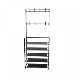 Cuier pentru haine cu suport pantofi, 5 rafturi si 8 agatatori