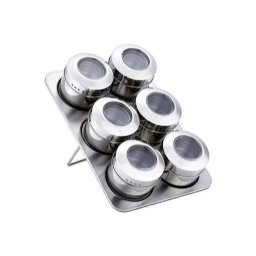 Set condimente din inox 6 piese cu suport magnetic, Grunberg GR329
