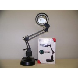 Lampa de birou metalica cu neon circular si lupa pentru electronisti