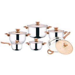 Set oale 12 piese din inox cu capac din sticla, Grunberg GR15041