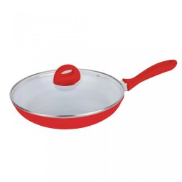 Tigaie din aluminiu Dekassa cu interior ceramic si capac sticla, 28 cm