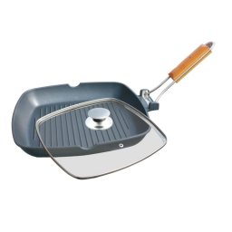 Tigaie grill teflonat cu capac 28x28 cm, Grunberg HXG28LD