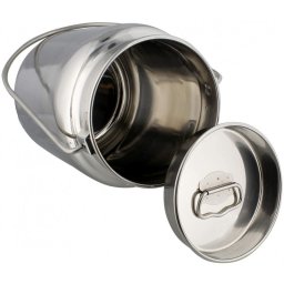 Recipient inox cu capac si maner pentru depozitare lapte, miere sau ulei