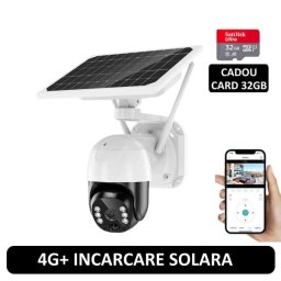 Camera de supraveghere PTZ inteligenta cu panou solar si conexiune 4G SIM