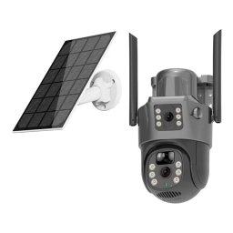 Camera de supraveghere dubla 4K cu panou solar si cartela SIM 4G