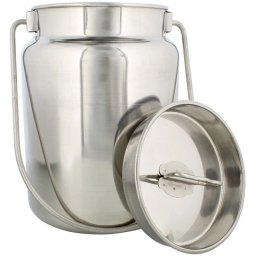 Bidon din inox cu capac si maner pentru depozitare lapte, miere sau ulei, 5.50 l
