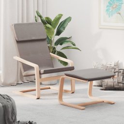 Scaun de relaxare cu taburet, gri taupe, textil GartenMobel Dekor