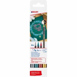 Marker Edding 1340 Metallic, set 4 culori metalice, varf tip pensula 1-6 mm