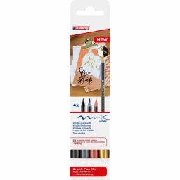 Set markere pensula Edding 1340, 4 culori, varf flexibil 1-6 mm