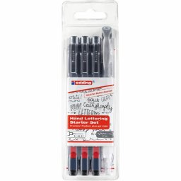 Set pentru scris de mana Edding 1800/2185, 4 piese, finelinere si gel roller, ideal pentru arta si design