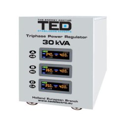 Stabilizator trifazat 225V-450V 30Kva 24KW cu ServoMotor si sinusoidala pura + ecran LCD cu valorile tensiunii, TED Electric TED000156
