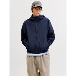 Jack & Jones Jacheta barbati, subtire cu gluga si buzunare oblice, Bleumarin inchis (SELECTATI MARIMEA: L)