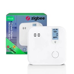 Detector Smart Monoxid de Carbon Nous E12 Zigbee, Senzor Electrochimic, Alarma , 85 dB, Monitorizare CO (ppm), Zigbee 3.0, Montaj pe perete, Alb