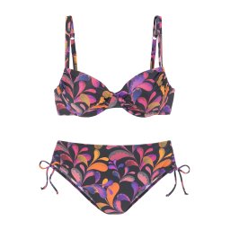 VIVANCE Costum de baie două piese albastru violet / portocaliu închis / roz / negru