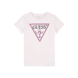 GUESS Tricou roz eozină / negru / alb murdar