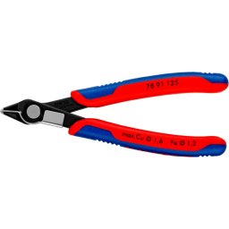 KNIPEX Electronic Super Knips 78 91 125, electronics pliers (red/blue, with opening spring and opening limiter)